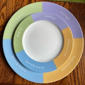 Mary Kay Handcrafted Exclusive in White, Green and Purple set of 2 plates.